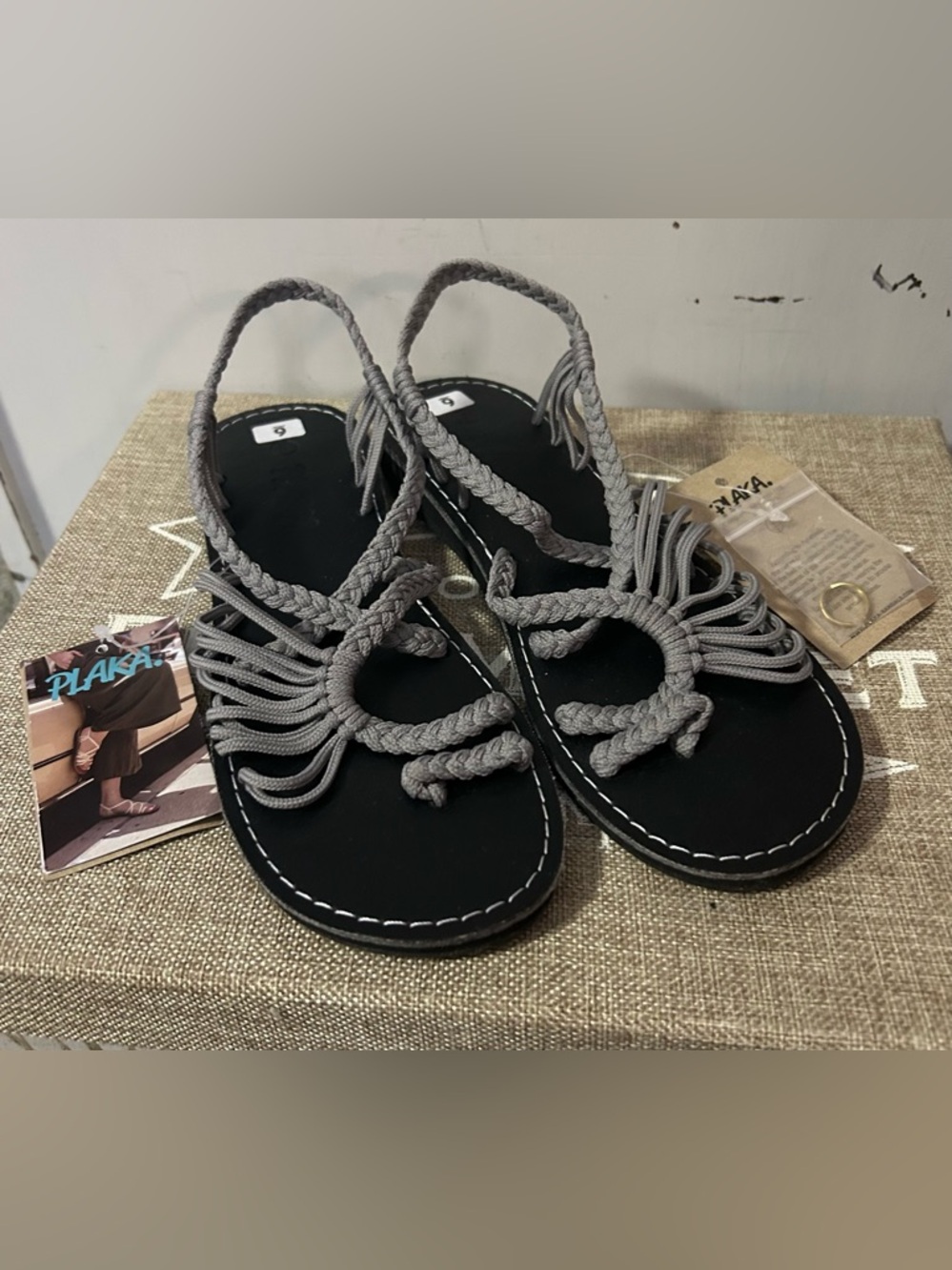 Palm Leaf Flat Plaka Sandals - Women, NWT